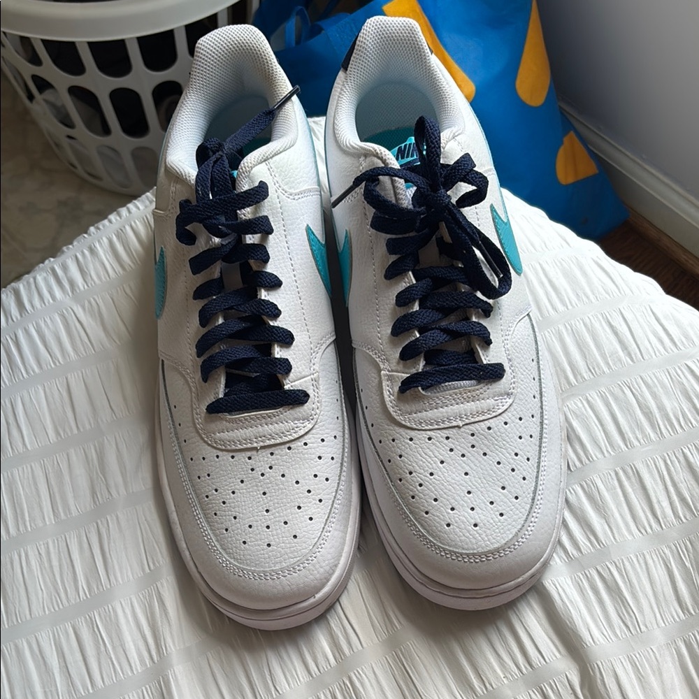 Nike Men's White and Teal Sneakers